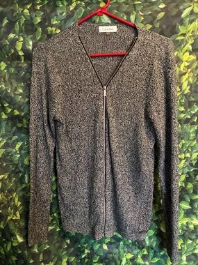 Calvin Klein Marled Charcoal Zip-Front Cardigan